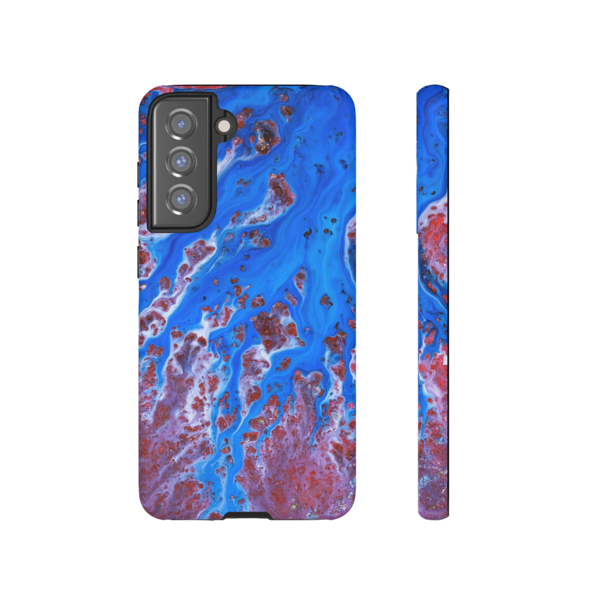 Bright Blue Ink Art Android Case (Protective) Samsung Galaxy S21 FE Matte Phone Case