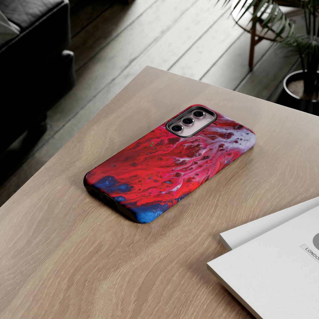 Bright Red Ink Art Android Case (Protective) Phone Case