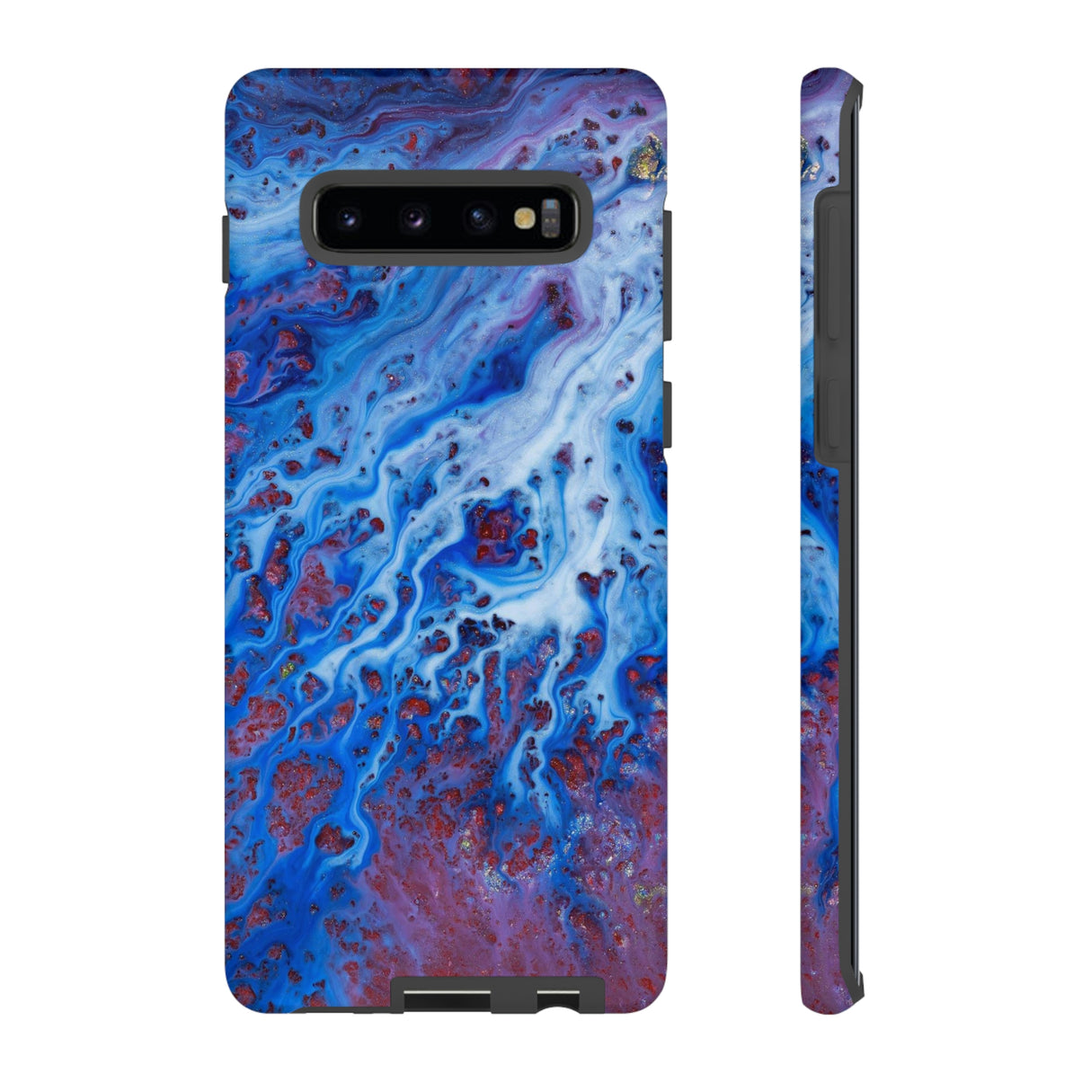 Ice Blue River Ink Art Android Case (Protective) Samsung Galaxy S10 Plus Matte Phone Case