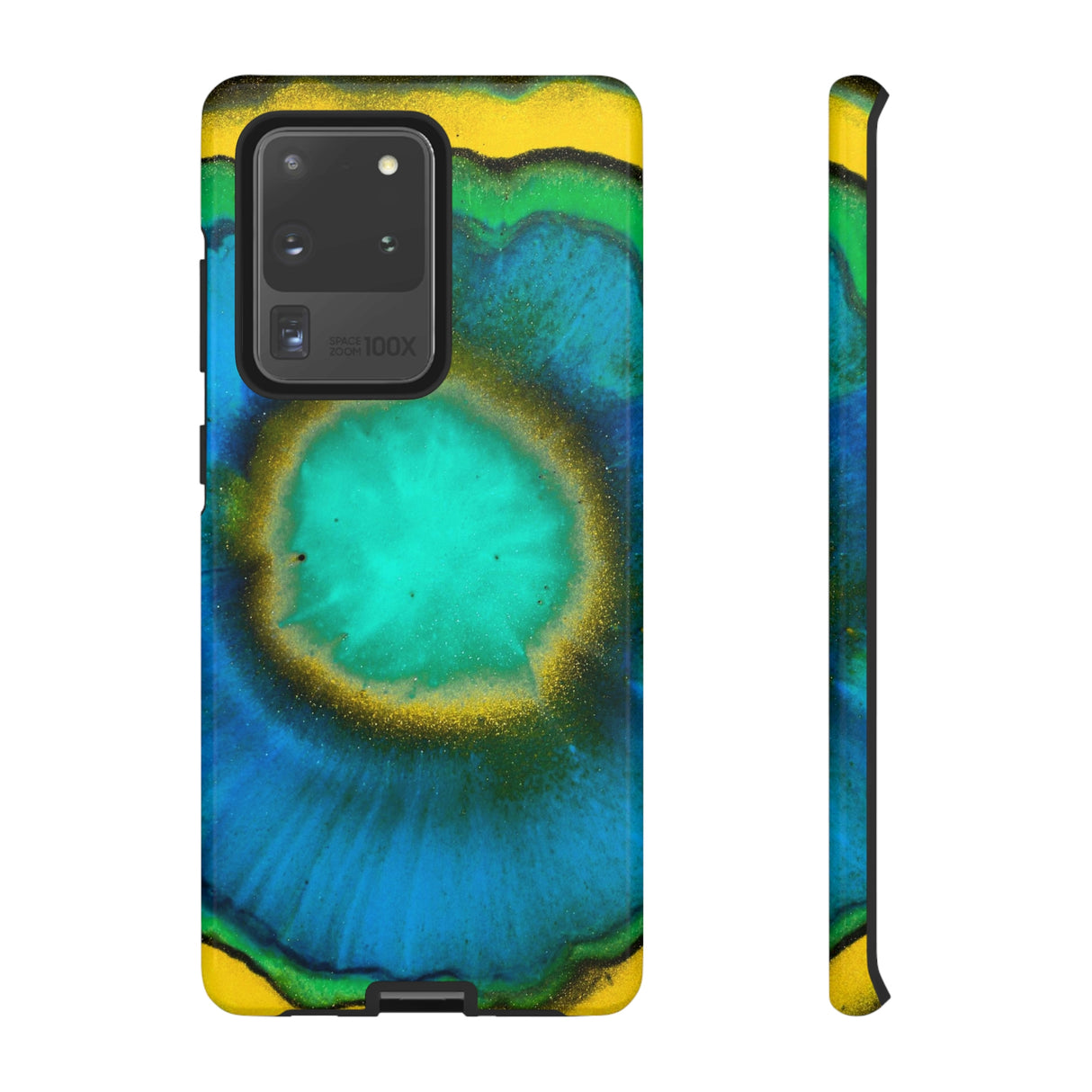 Neon Blue Ink Art Android Case (Protective) Samsung Galaxy S20 Ultra Glossy Phone Case