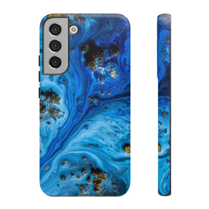 Blue Ice Melt Ink Art Android Case (Protective) Samsung Galaxy S22 Plus Matte Phone Case