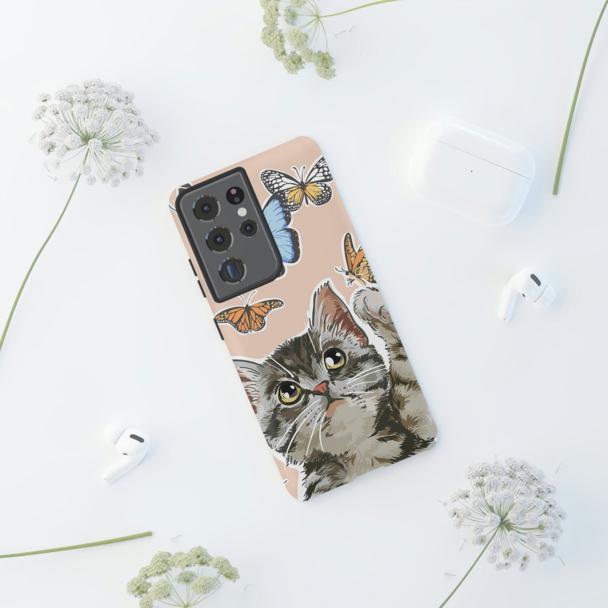 Cute Cat Butterflies Android Case (Protective) Phone Case