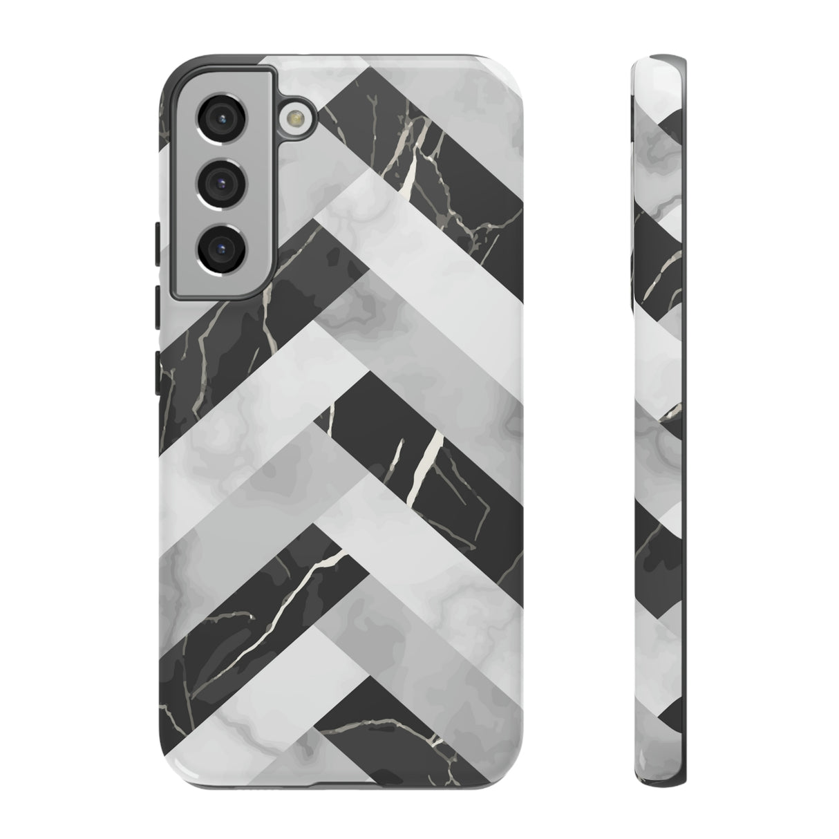 Grey Herringbone Android Case (Protective) Samsung Galaxy S22 Plus Glossy Phone Case