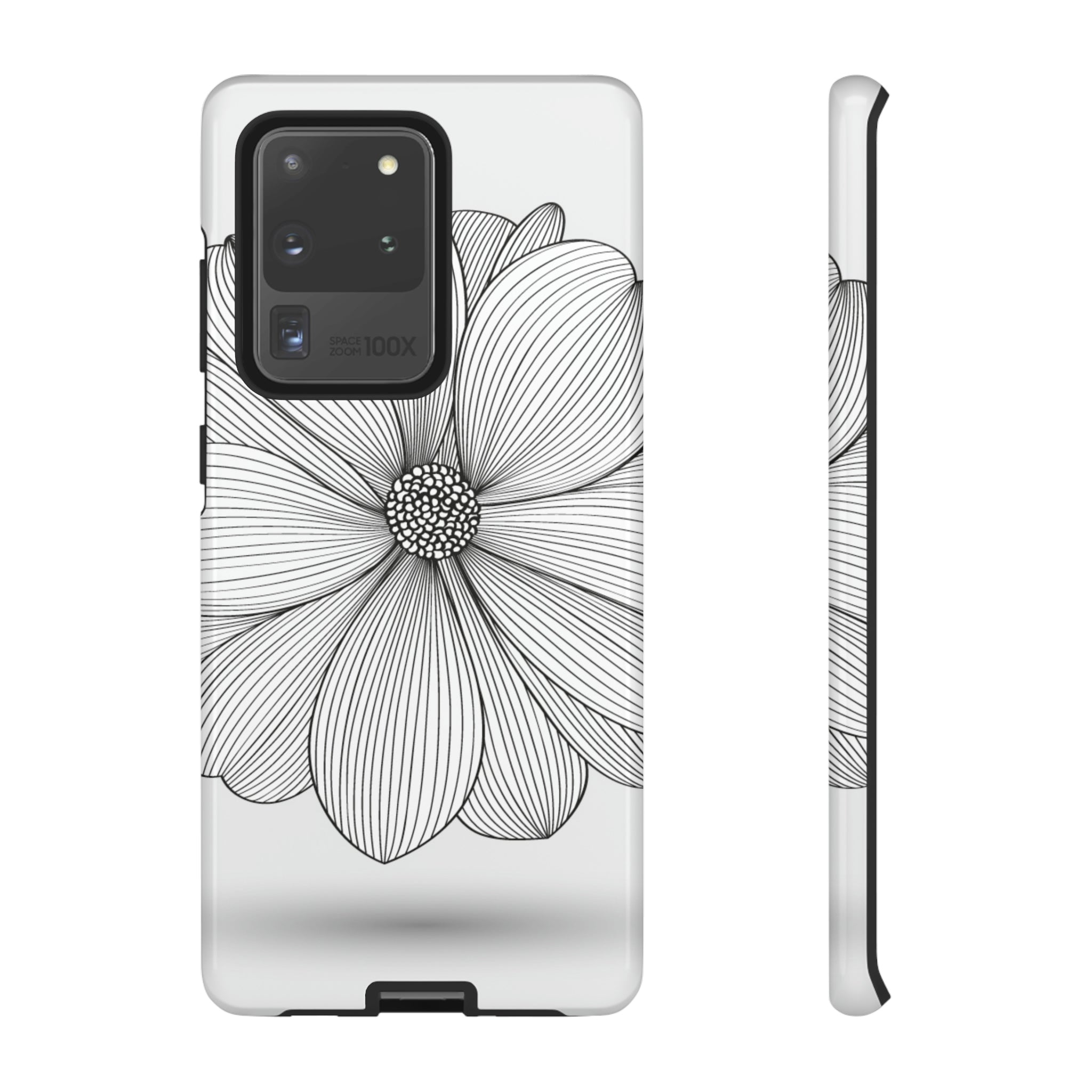 Black n White Dahlia Android Case (Protective) Samsung Galaxy S20 Ultra Glossy Phone Case