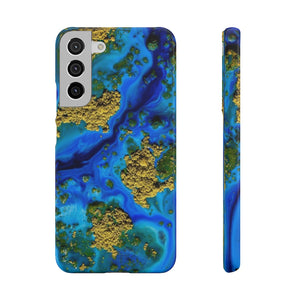 Blue Clear Ocean Ink Art Android Case (Slim) Samsung Galaxy S22 Plus Glossy Phone Case