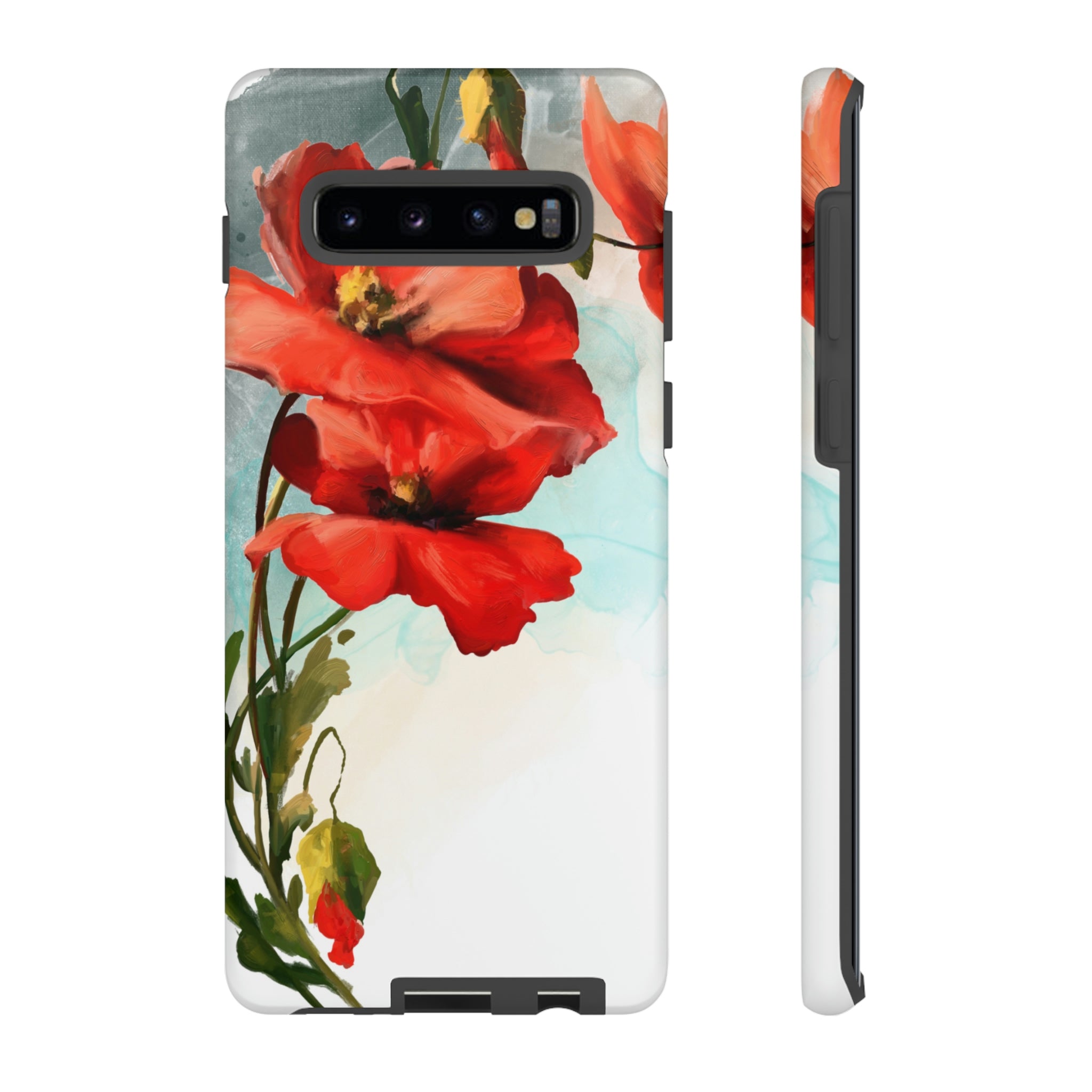 Poppy Flower Drawing Android Case (Protective) Samsung Galaxy S10 Plus Matte Phone Case