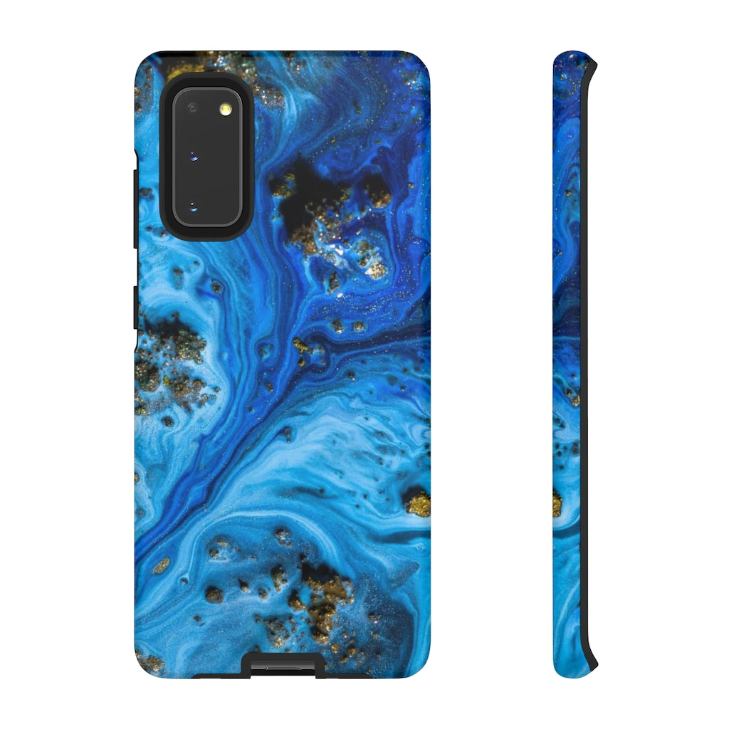 Blue Ice Melt Ink Art Android Case (Protective) Samsung Galaxy S20 Matte Phone Case