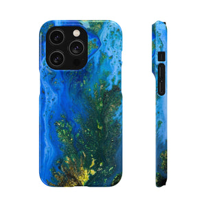 Blue Globe Ink Art iPhone Case (Slim) iPhone 14 Pro Glossy Phone Case