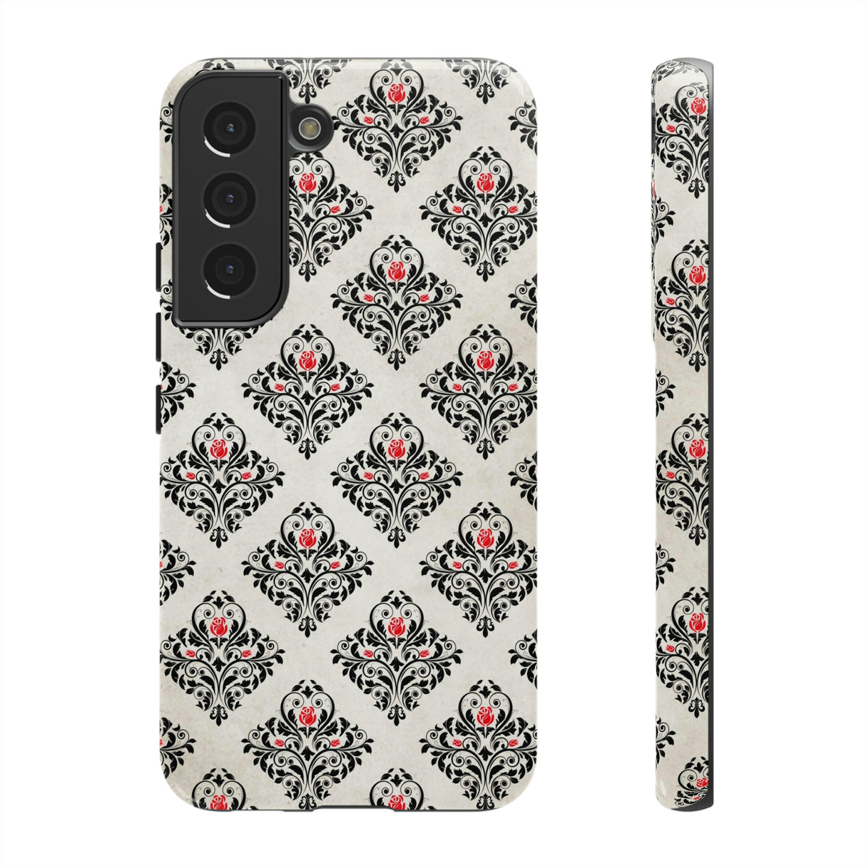 Grey Rose Gothic Flower Samsung Case (Protective) Samsung Galaxy S22 Glossy Phone Case