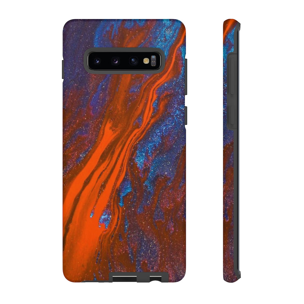 Orange Spikes Ink Art Android Case (Protective) Samsung Galaxy S10 Plus Matte Phone Case