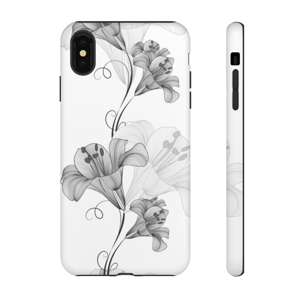 Lily Flower Monochrome iPhone Case (Protective) iPhone XS MAX Matte Phone Case