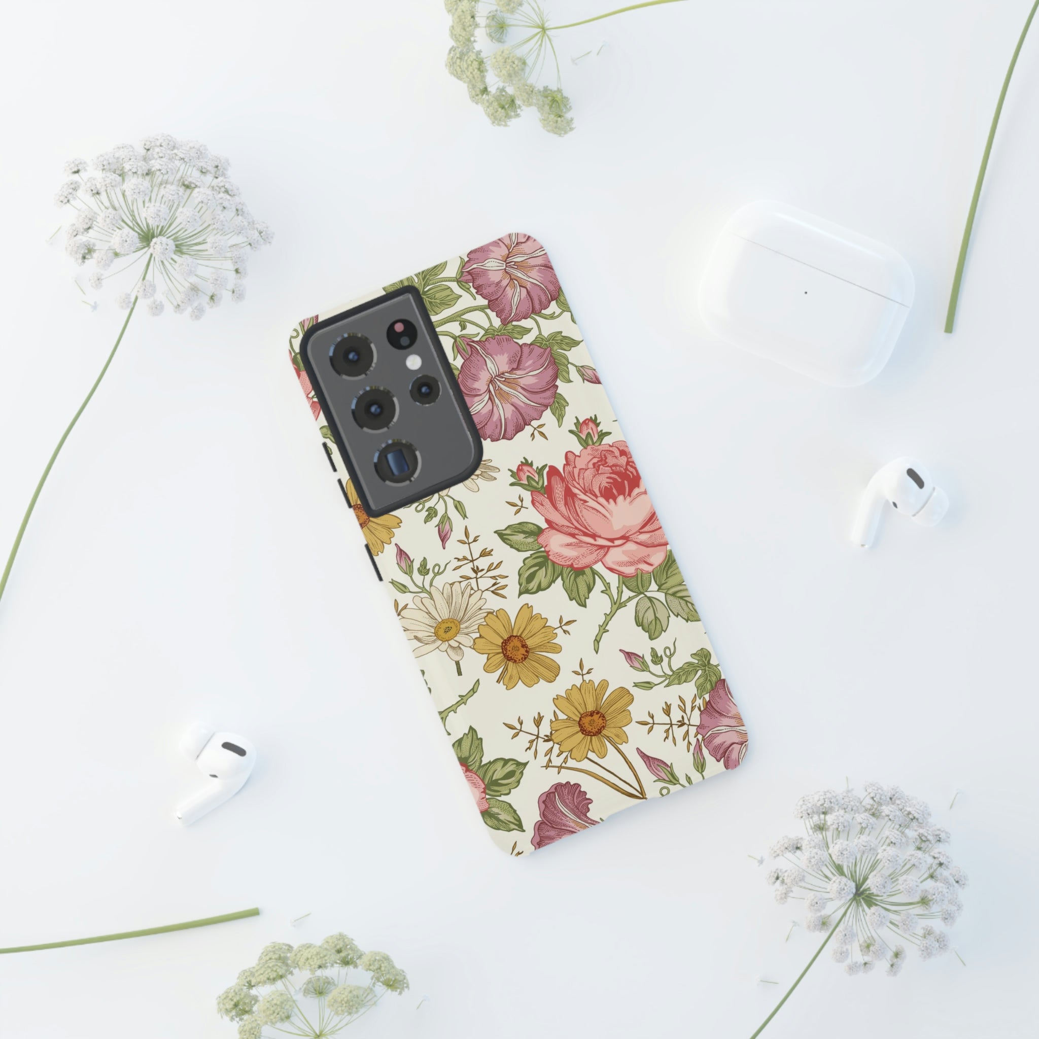 Fabric Vintage Flower Samsung Case (Protective) Phone Case