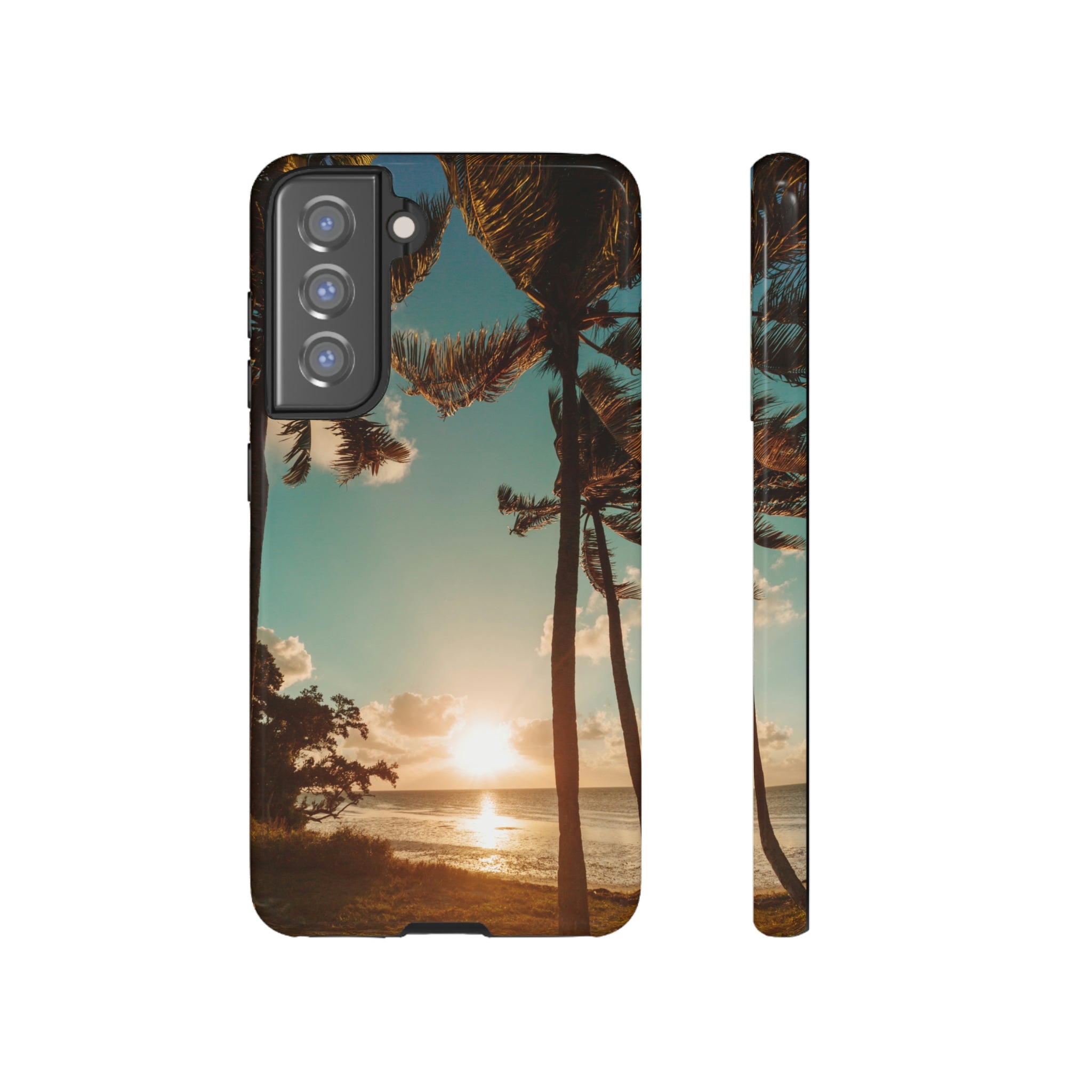 Sundown Palmtrees Android Case (Protective) Samsung Galaxy S21 FE Glossy Phone Case