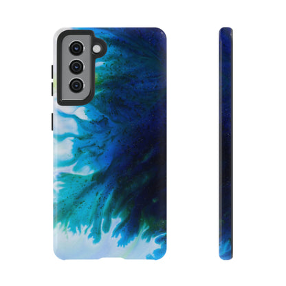 Blue Liquid Ink Art Android Case (Protective) Samsung Galaxy S21 Glossy Phone Case