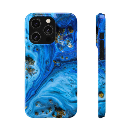 Blue Ice Melt Ink Art iPhone Case (Slim) iPhone 14 Pro Glossy Phone Case