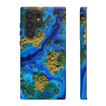 Blue Clear Ocean Ink Art Android Case (Protective) Samsung Galaxy S22 Ultra Matte Phone Case