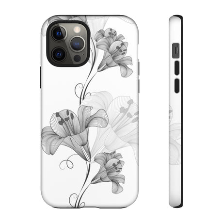 Lily Flower Monochrome iPhone Case (Protective) iPhone 12 Pro Matte Phone Case