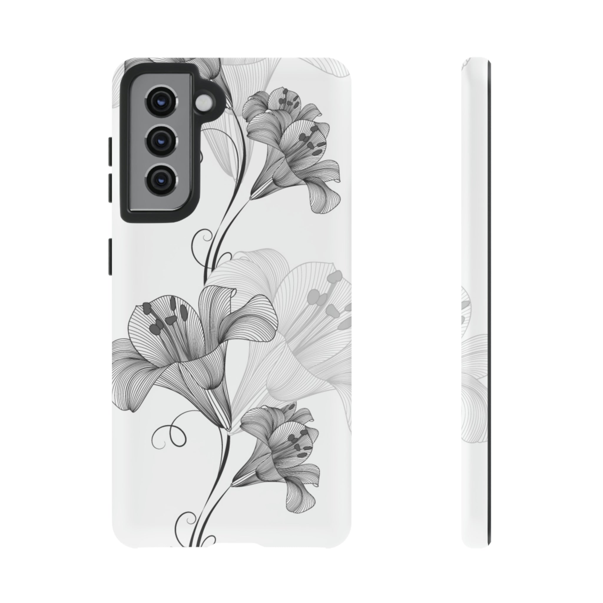 Lily Flower Monochrome Android Case (Protective) Samsung Galaxy S21 Matte Phone Case