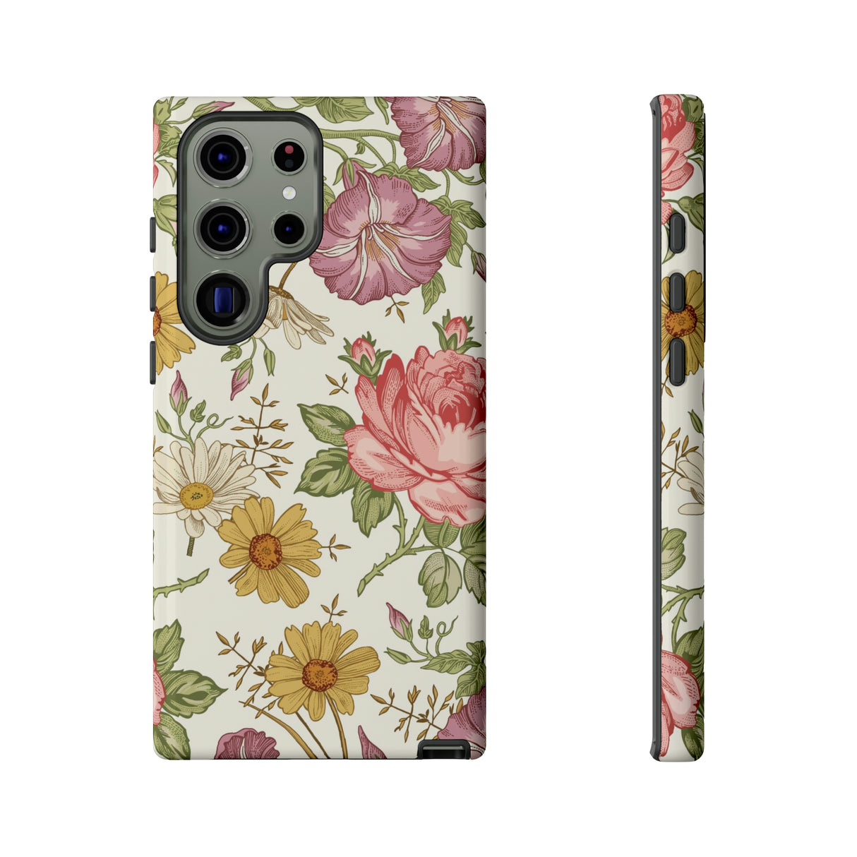 Fabric Vintage Flower Samsung Case (Protective) Samsung Galaxy S23 Ultra Glossy Phone Case