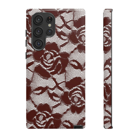 Red Rose Lace Gothic Flower Samsung Case (Protective) Samsung Galaxy S22 Ultra Glossy Phone Case