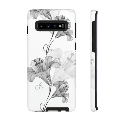 Lily Flower Monochrome Android Case (Protective) Samsung Galaxy S10 Glossy Phone Case