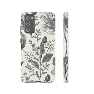 Poppy Gray Vintage Flower Samsung Case (Protective) Samsung Galaxy S20 FE Glossy Phone Case