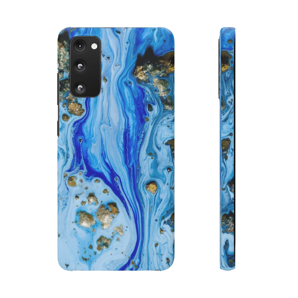 Blue Ice Ink Art Android Case (Slim) Samsung S20 FE Glossy Phone Case