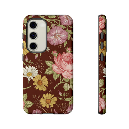 Dark red Vintage Flower Samsung Case (Protective) Samsung Galaxy S23 Matte Phone Case