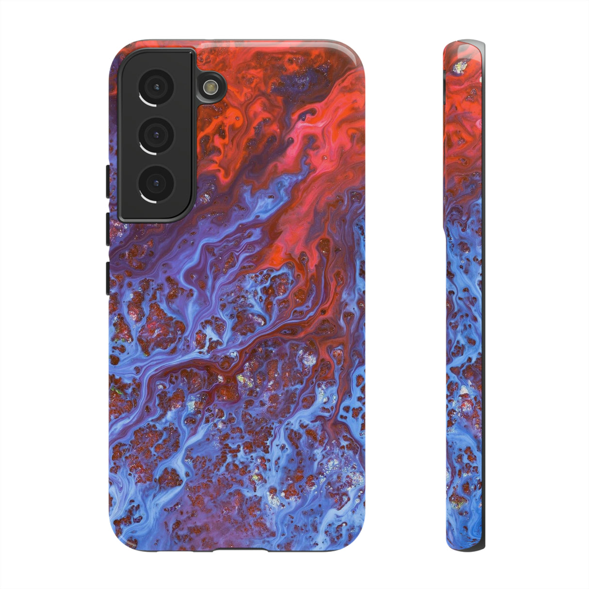 Blue Lava Ink Art Android Case (Protective) Samsung Galaxy S22 Glossy Phone Case