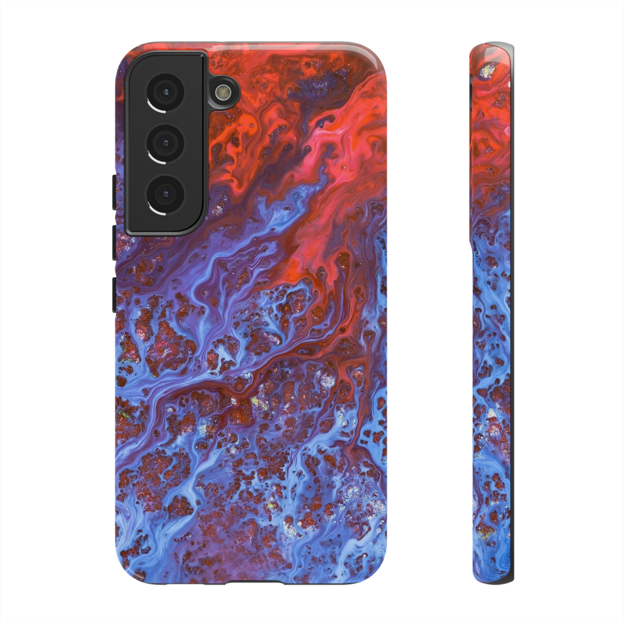 Blue Lava Ink Art Android Case (Protective) Samsung Galaxy S22 Glossy Phone Case