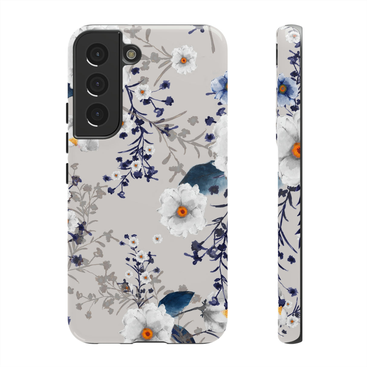 Blue Summerflowers Android Case (Protective) Samsung Galaxy S22 Glossy Phone Case