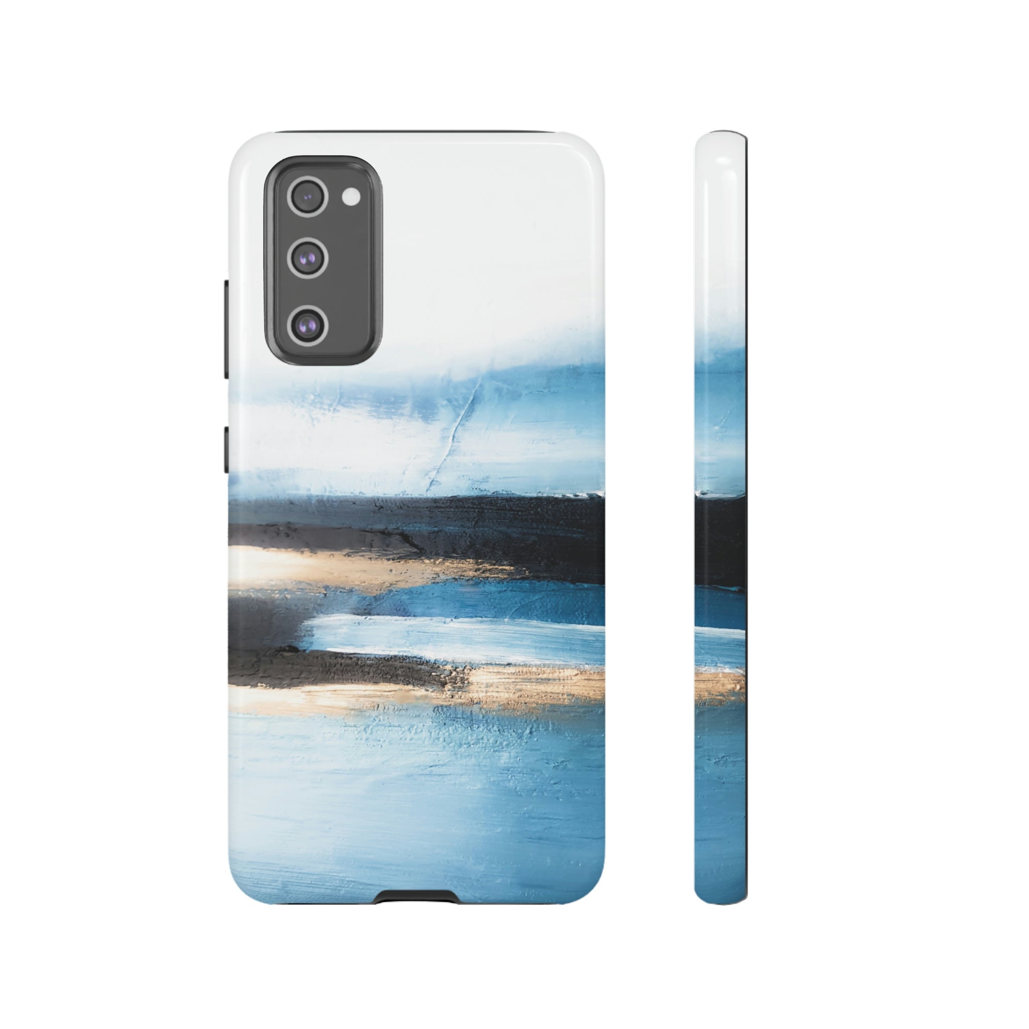 Abstract Blue Oil Painting Android Case (Protective) Samsung Galaxy S20 FE Glossy Phone Case