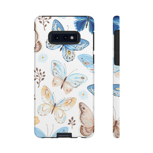 Flying Butterflies, Blue and Yellow Samsung Case (Protective) Samsung Galaxy S10E Glossy Phone Case