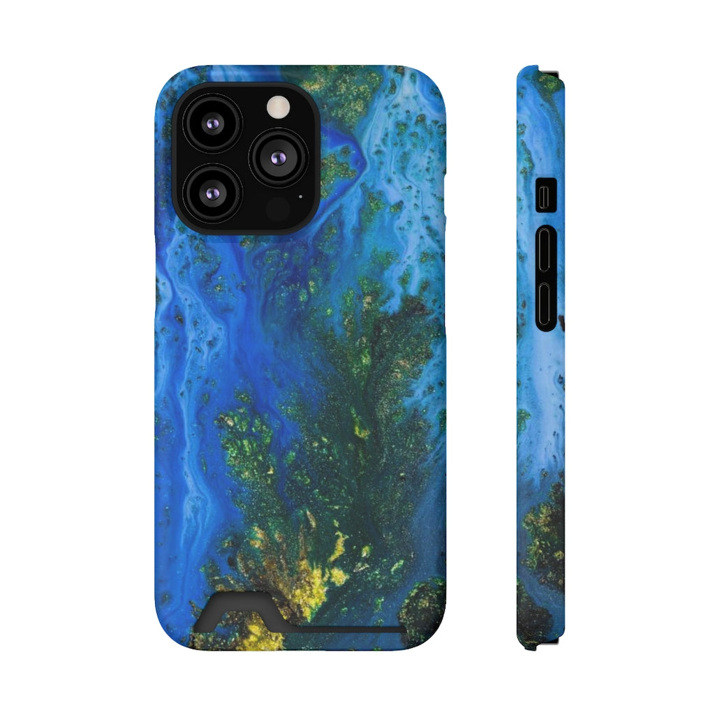 Blue Globe Ink Art iPhone Case (Card) iPhone 13 Pro Matte Without gift packaging Phone Case