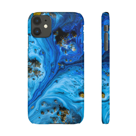 Blue Ice Melt Ink Art iPhone Case (Slim) iPhone 11 Glossy Phone Case