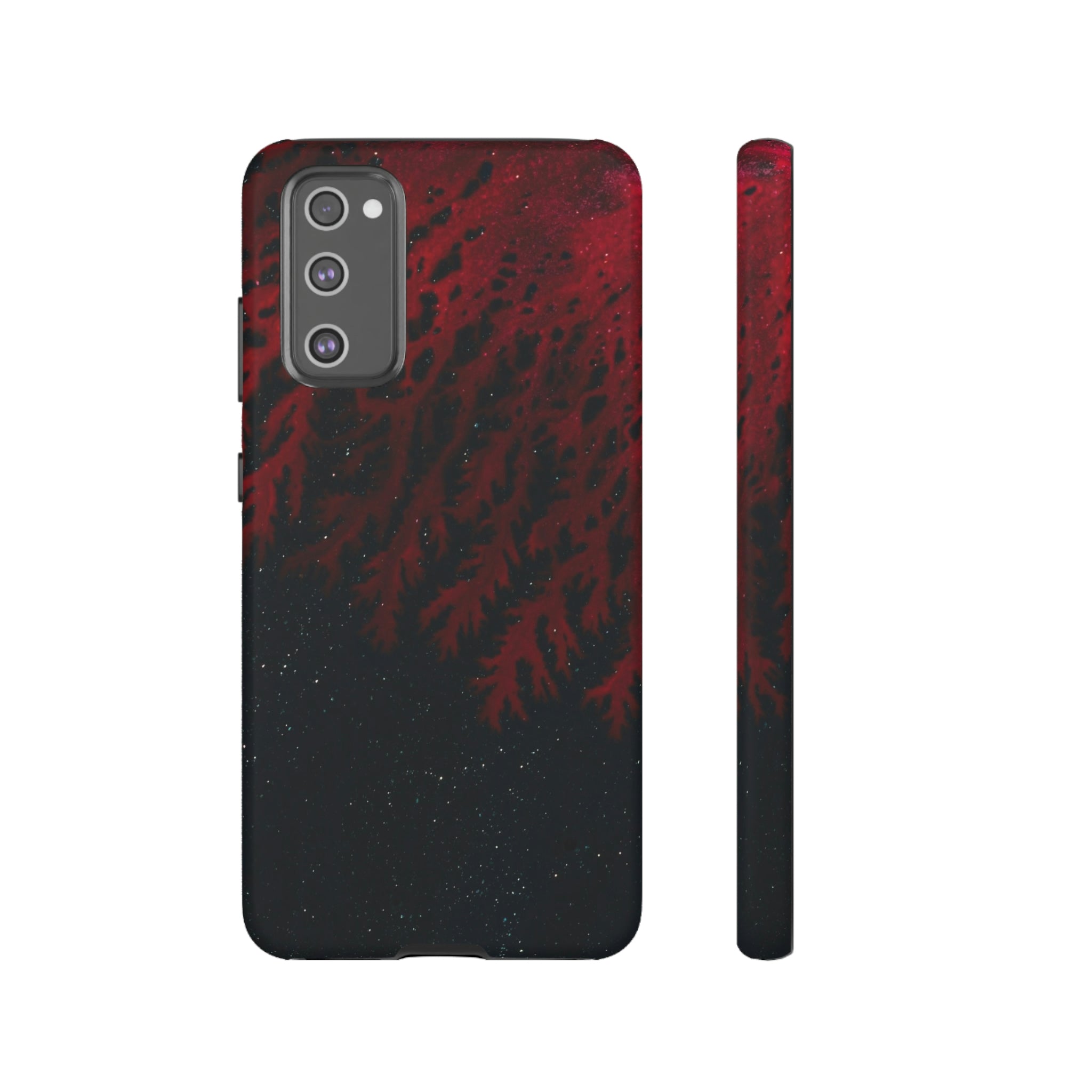 Dark Red Space Ink Art Android Case (Protective) Samsung Galaxy S20 FE Matte Phone Case