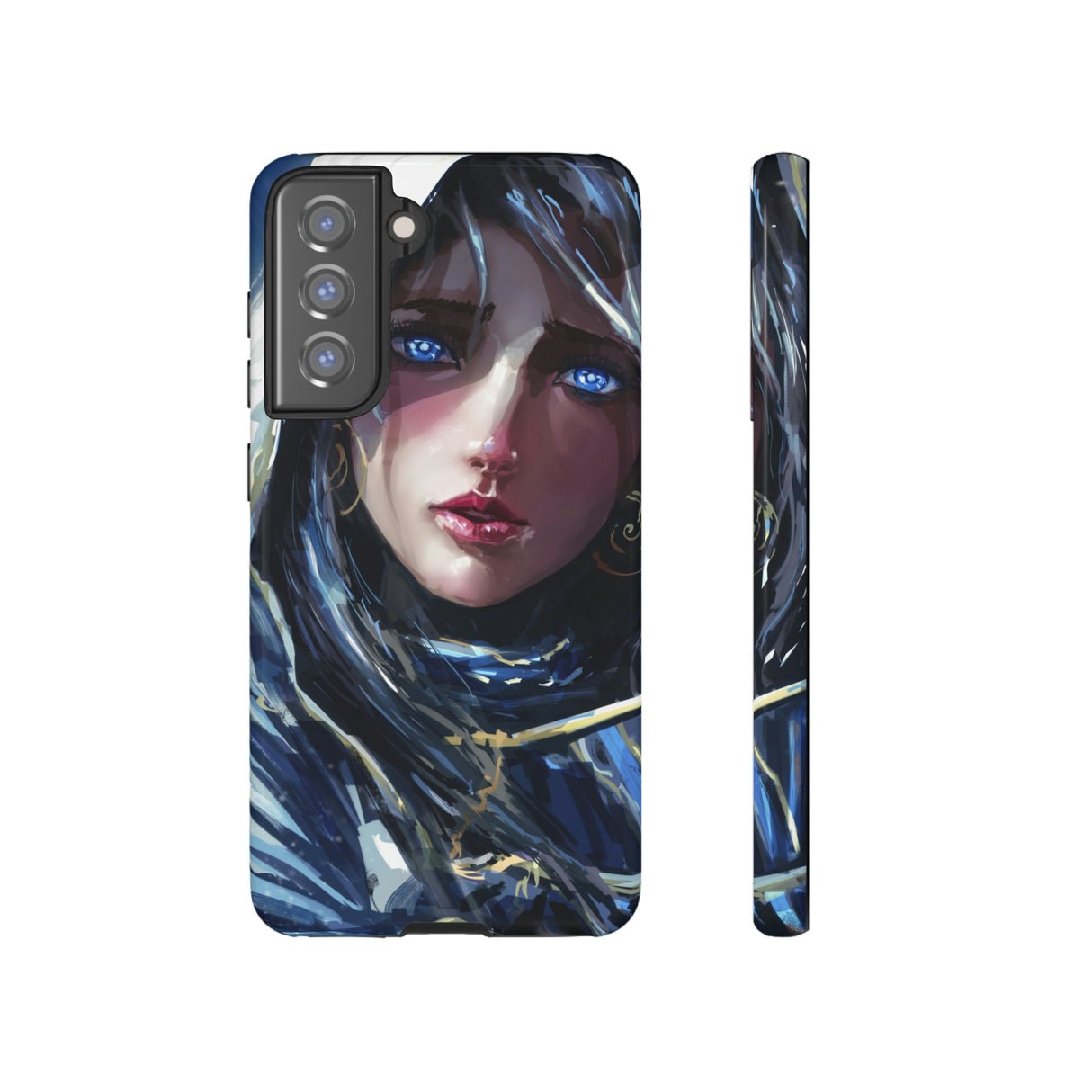 Paladin Girl Blue Eyes Android Case (Protective) Samsung Galaxy S21 FE Glossy Phone Case