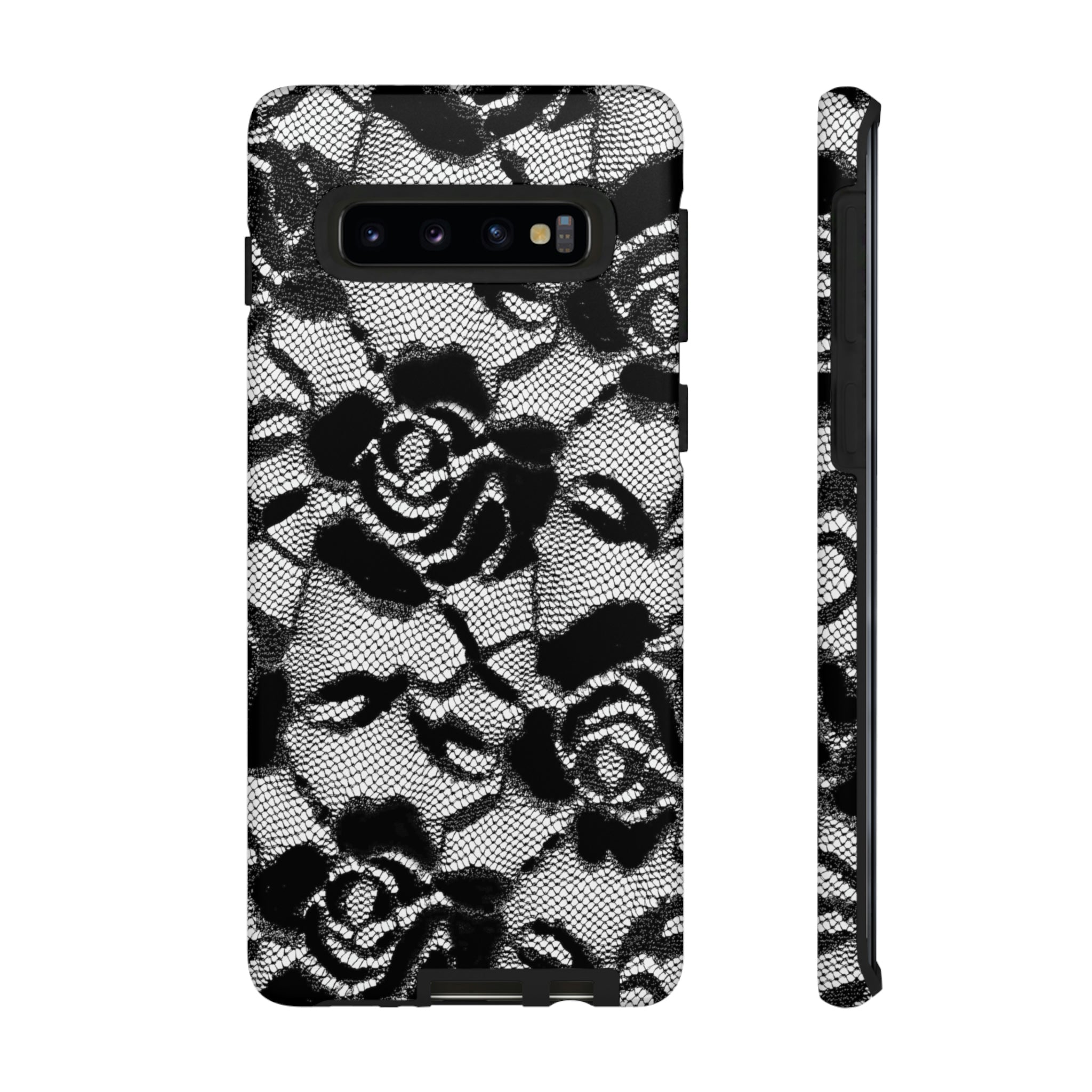 Black Rose Lace Gothic Flower Samsung Case (Protective) Samsung Galaxy S10 Matte Phone Case