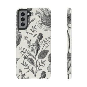 Poppy Gray Vintage Flower Samsung Case (Protective) Samsung Galaxy S21 Plus Matte Phone Case