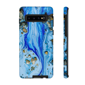 Blue Ice Ink Art Android Case (Protective) Samsung Galaxy S10 Matte Phone Case