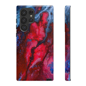 Neon Red Ink Art Android Case (Protective) Samsung Galaxy S22 Ultra Glossy Phone Case