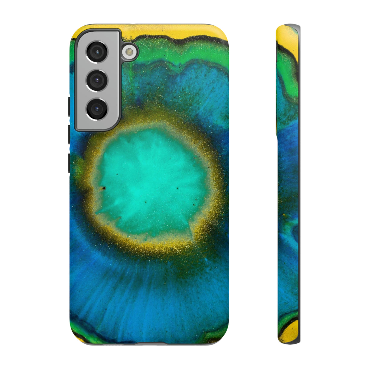 Neon Blue Ink Art Android Case (Protective) Samsung Galaxy S22 Plus Matte Phone Case