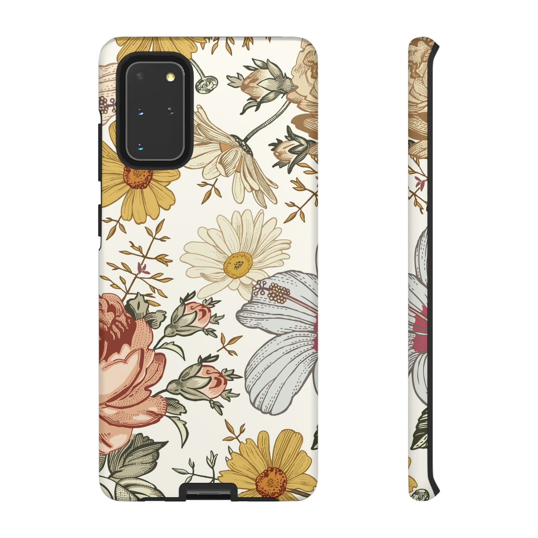 Linear Vintage Flower Samsung Case (Protective) Samsung Galaxy S20+ Matte Phone Case