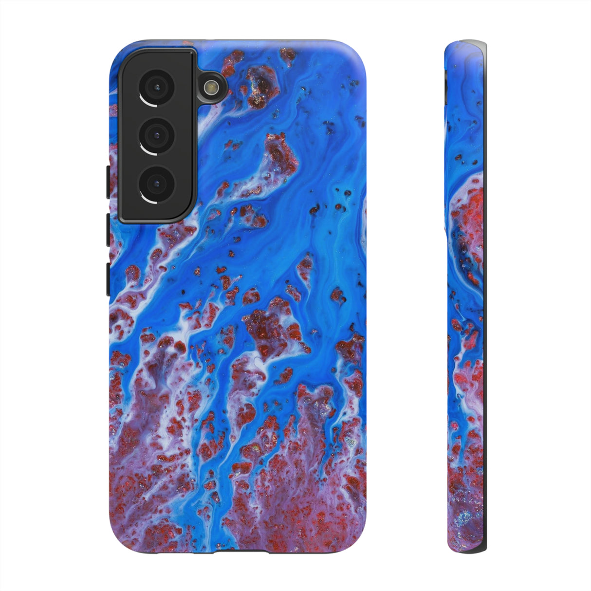 Bright Blue Ink Art Android Case (Protective) Samsung Galaxy S22 Matte Phone Case