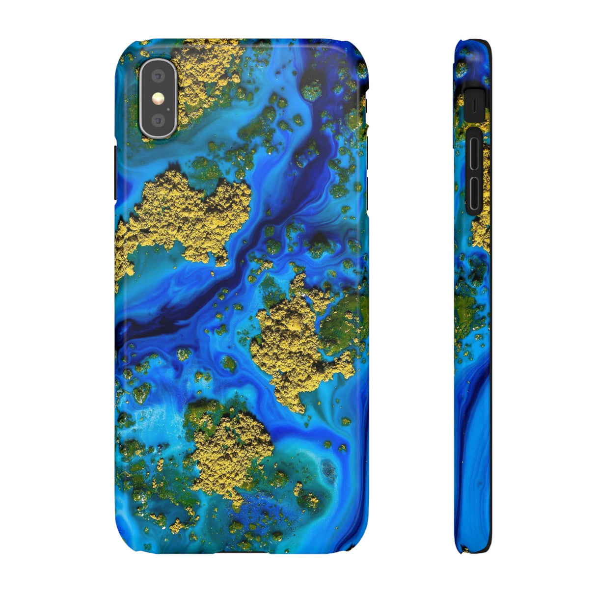 Blue Clear Ocean Ink Art iPhone Case (Slim) iPhone XS MAX Glossy Phone Case