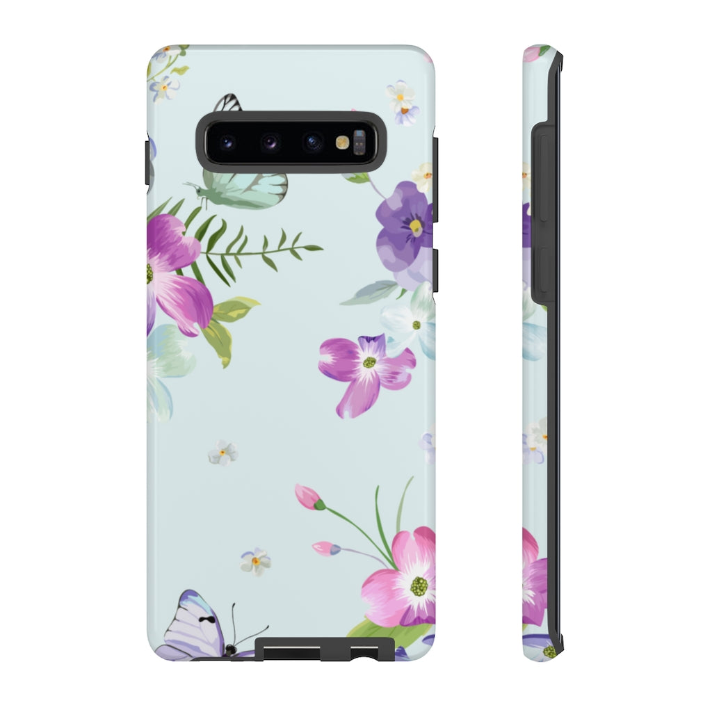 Blooming Flowers and Butterflies Samsung Case (Protective) Samsung Galaxy S10 Plus Glossy Phone Case