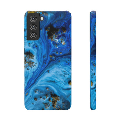 Blue Ice Melt Ink Art Android Case (Slim) Samsung Galaxy S21 Glossy Phone Case