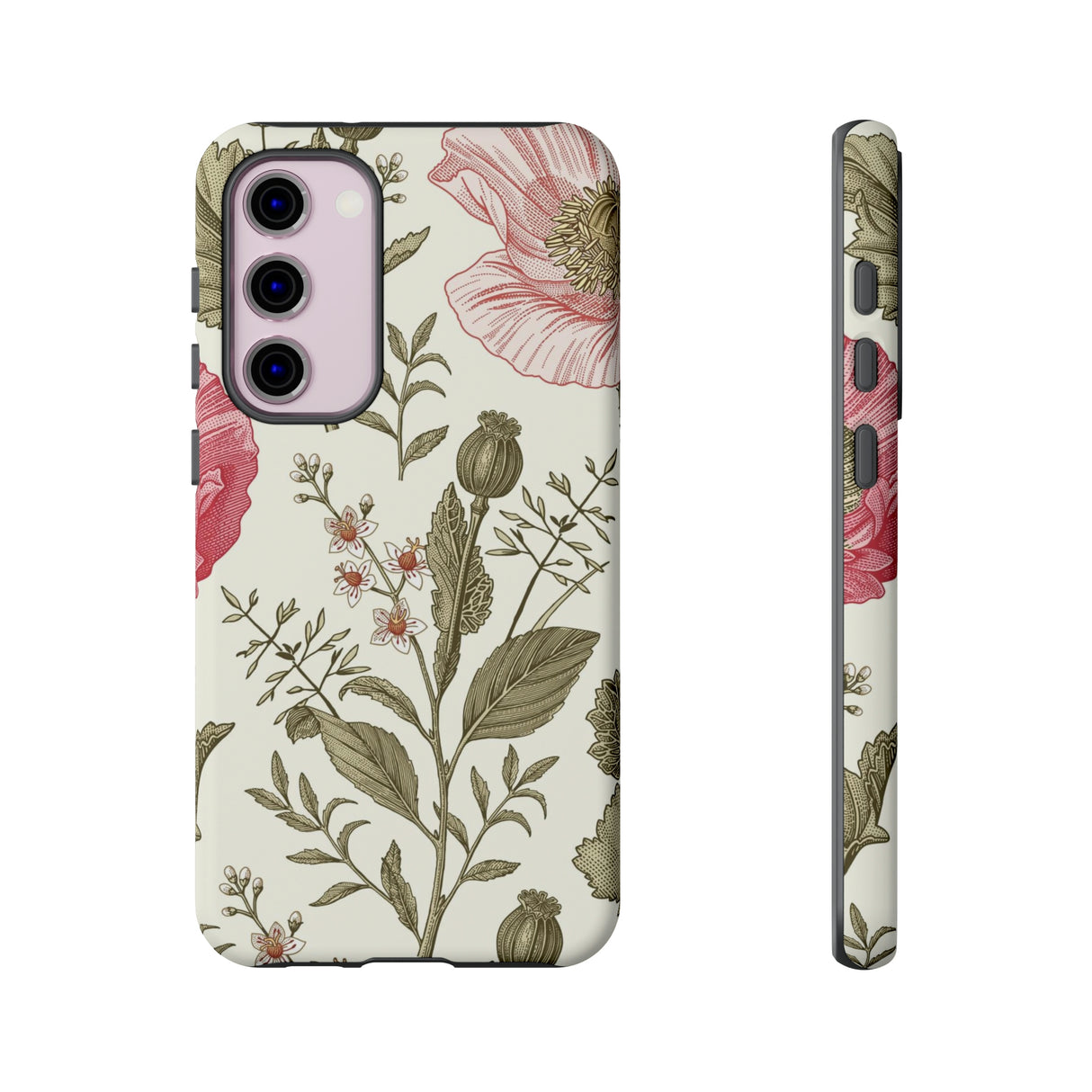 Poppy Purple Vintage Flower Samsung Case (Protective) Samsung Galaxy S23 Plus Matte Phone Case