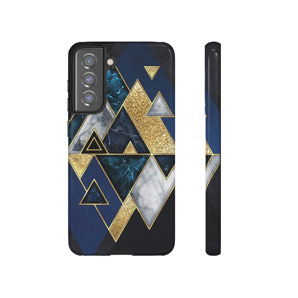 Dark Blue Geometric Android Case (Protective) Samsung Galaxy S21 FE Glossy Phone Case