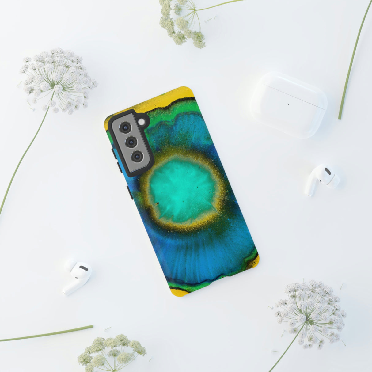 Neon Blue Ink Art Android Case (Protective) Phone Case